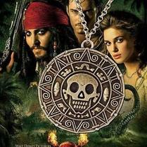 Colar Medalhão Asteca Ouro Velho Piratas Do Caribe Resistente