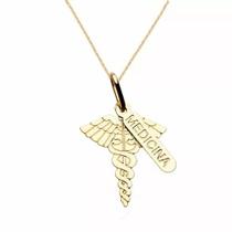 Colar Medicina Profissão Com Placa Folheado A Ouro 18k Colar Medicina Profissão Com Placa Folheado A Ouro 18k