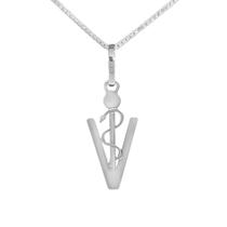 Colar Medicina Veterinária Simbolo Coleção Formatura Prata 925