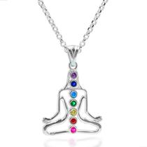 Colar meditação sete chakras yoga zen reiki - prata 925 - jromero artigos