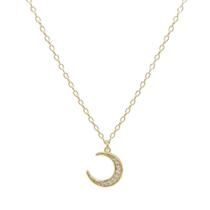 Colar Meia Lua Cravejada Com Zircônia Ouro 18K Colar Meia Lua Cravejada Com Zircônia Ouro 18K
