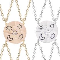 Colar Melhores Amigas 4 Elementos Best Friends 4 Pçs Sol Lua