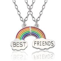 Colar Melhores Amigas Best Friends Amizade Arco Iris Bff Par