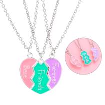 Colar Melhores Amigas Imã Triplo Coração Best Friend Forever