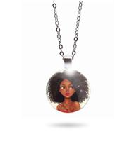 Colar Menina Afrodescendente Cabelo Black Power Unissex
