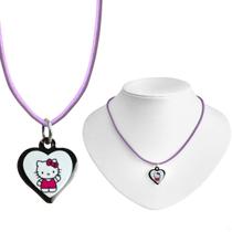 Colar menina infantil + pingente hello kitty preto premium criança presente rosa moda pink ajustavel