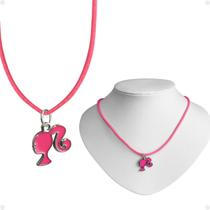Colar menina infantil + pingente qualidade premium barbie pink rosa criança ajustavel moda presente amor Colar menina infantil + pingente qualidade premium barbie pink rosa criança ajustavel moda presente amor
