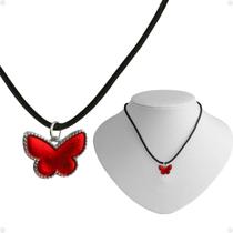 Colar menina infantil + pingente qualidade premium borboleta amor presente moda ajustavel criança vermelho
