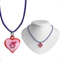 Colar menina infantil + pingente qualidade premium my melody pink criança moda presente rosa amor ajustavel