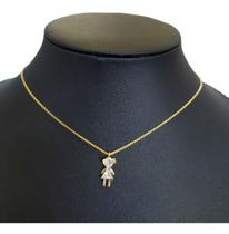 Colar Menina Pedra Zirconia Dourado Folheado A Ouro 18k Semi Joia Com Garantia