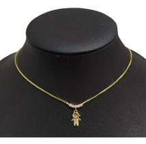 Colar Menino Pedra Zirconia Dourado F. Ouro 18k Semi Joia
