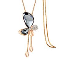 Colar Merdia Long Chain Butterfly Pingente para mulheres