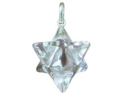Colar Merkaba Pedra Cristal Extra Pingente Argola Prata 950