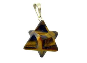 Colar Merkaba Pedra Olho de Tigre Pino Prateado