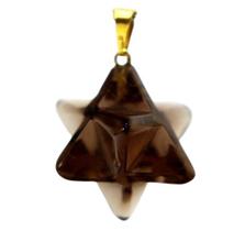 Colar Merkaba Pedra Quartzo Fume Presilha Dourado