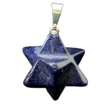 Colar Merkaba Pingente Pedra Estrela Azul Presilha Prateado