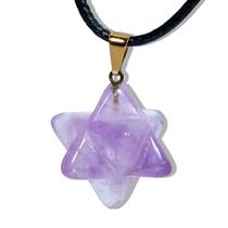 Colar Merkabah Ametista Pedra Natural Pino Dourado