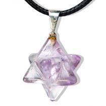 Colar Merkabah Ametista Pedra Natural Pino Prateado Colar Merkabah Ametista Pedra Natural Pino Prateado
