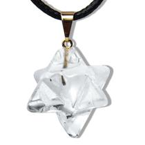 Colar Merkabah Cristal Pedra Natural Extra Pino Dourado