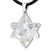 Colar Merkabah Cristal Pedra Natural Extra Pino Prateado