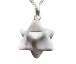 Colar Merkabah Pedra Howlita Branca Pino Prata 950 Colar Merkabah Pedra Howlita Branca Pino Prata 950