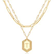 Colar MEVECCO Dainty Gold Initial 18K banhado a 18K para mulheres
