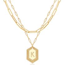 Colar MEVECCO Dainty Gold Initial 18K banhado a 18K para mulheres
