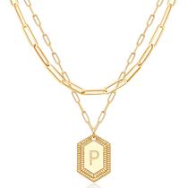 Colar MEVECCO Dainty Gold Initial 18K banhado a 18K para mulheres
