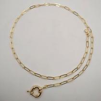 Colar Micro Elo com Fecho Boia Banhado em Ouro 18K