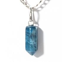 Colar Micro Pontinha Pedra Apatita Azul Montagem Prata 950