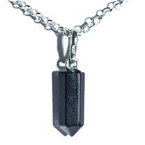 Colar Micro Pontinha Pedra Obsidiana Negra Prata 950 15mm Colar Micro Pontinha Pedra Obsidiana Negra Prata 950 15mm