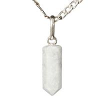 Colar Micro Pontinha Pedra Quartzo Leitoso Pino Prata 950