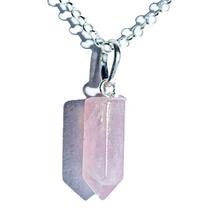 Colar Micro Pontinha Pedra Quartzo Rosa Prata 950 15mm Colar Micro Pontinha Pedra Quartzo Rosa Prata 950 15mm