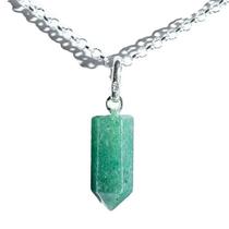 Colar Micro Pontinha Pedra Quartzo Verde Prata 950 15mm