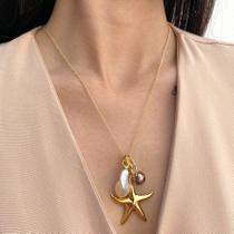 Colar Midi Delicado Banhado com Pérola Boho e Cristal - 59,5 cm