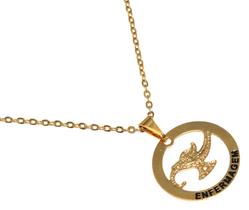 Colar Minha Profissão Enfermagem Enfermeira Folheado 18k