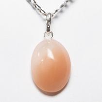 Colar Mini Cabochão Quartzo Goiaba Natural Pino Prata 950