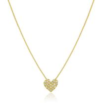 Colar Mini Coração Cravejado Via - Banho Ouro 18K Colar Mini Coração Cravejado Via - Banho Ouro 18K