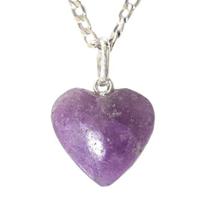 Colar Mini Coração Lepidolita 15mm Natural Pino Prata 950