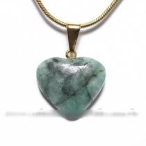 Colar Mini Coração Pedra Esmeralda Natural Pino Dourado Colar Mini Coração Pedra Esmeralda Natural Pino Dourado