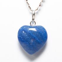Colar Mini Coração Quartzo Azul 15mm Natural Pino Prata 950
