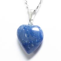 Colar Mini Coração Quartzo Azul 15mm Pedra Natural Prateado