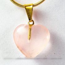 Colar Mini Coração Quartzo Rosa Pedra Natural Dourado