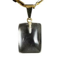 Colar Mini Cristal Retangular 14mm Liso Natural Pino Dourado