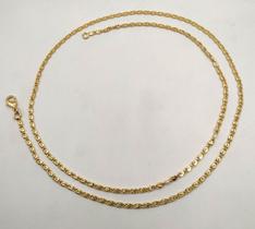 Colar Mini Elos Chapados com Detalhe Aberto Banhado em Ouro 18K