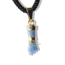 Colar Mini Figa Quartzo Azul Montagem Dourado