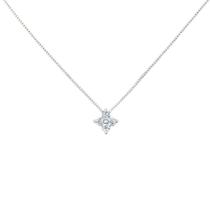 Colar Mini Flor 4 Pétalas Zircônia Cristal Banhado a Prata