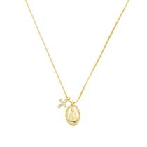 Colar mini medalha nossa senhora aparecida mini cruz zircônias folheado a ouro 18k Colar mini medalha nossa senhora aparecida mini cruz zircônias folheado a ouro 18k