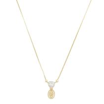 Colar mini medalha nossa senhora das graças coração zircônia folheado a ouro 18k