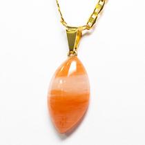 Colar Mini Navete 20mm Aragonita Raio Laranja Natural Colar Mini Navete 20mm Aragonita Raio Laranja Natural